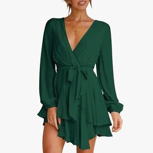 Elegant Green Wrap Romper